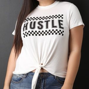 Curvy Girls Checker Hustle Front Tie Top